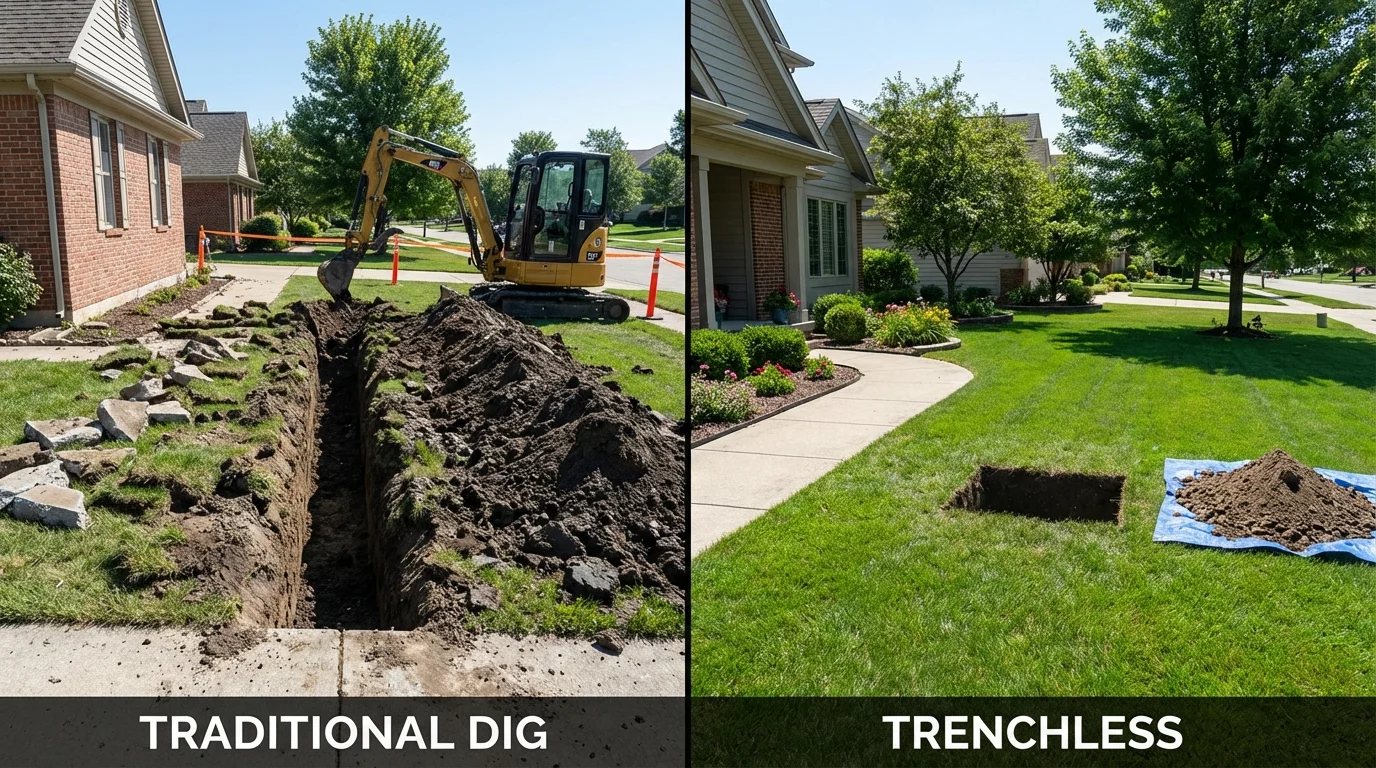Trenchless sewer repair with minimal yard damage versus traditional excavation in Folly Beach, SC